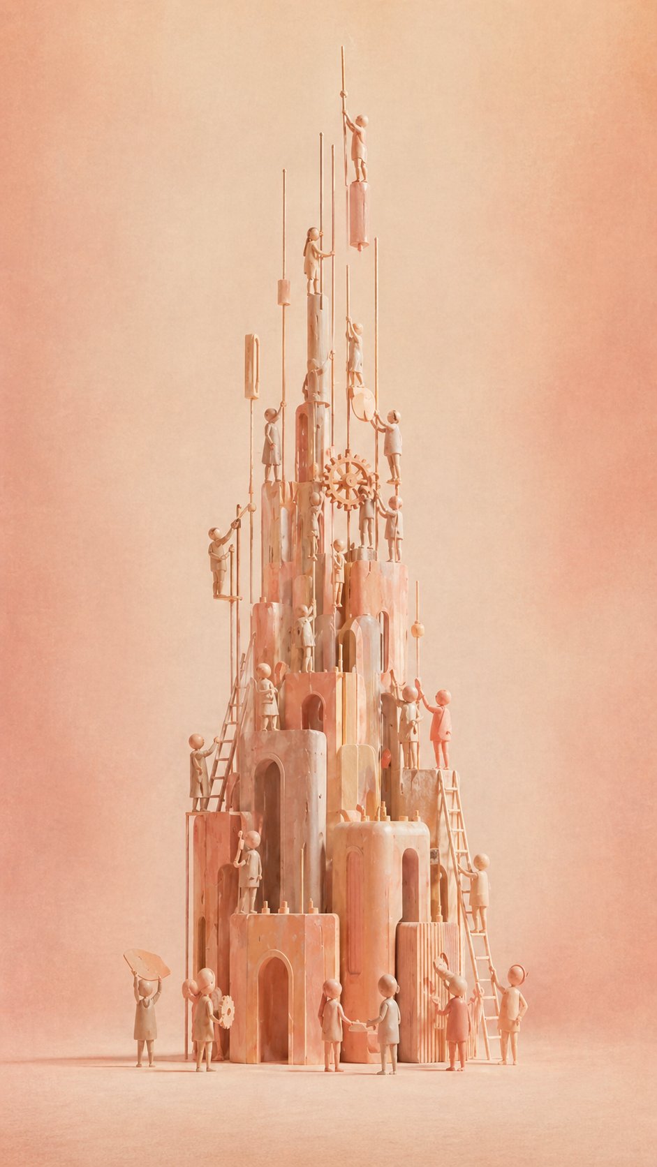 Abstract figures building a structure